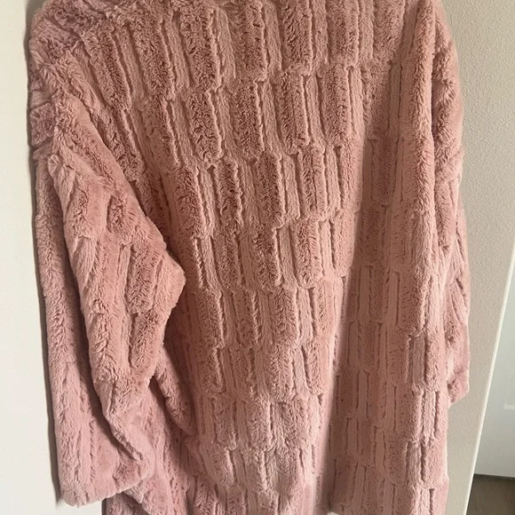 Taylor & Sage Pink Faux Fur Open Front Cardigan Coat Small